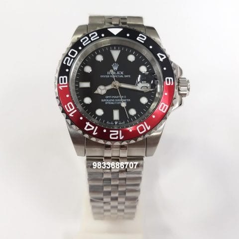 Rolex GMT Master II Red & Black Bezel Stainless Steel Strap Super High Quality Swiss Automatic Watch (1)
