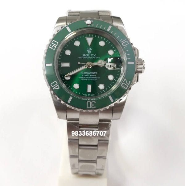 Rolex Submariner Full Silver Green Dial Super High Quality Swiss Automatic Watch (1)