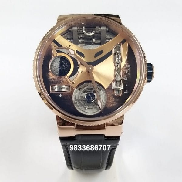 Ulysse Nardin Marine Mega Yacht Rose Gold Leather Strap Super High Quality Swiss Automatic Watch (1)
