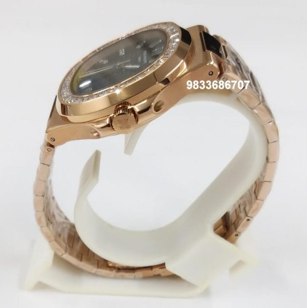 Patek Philippe Nautilus Rose Gold White Emerald Super High Quality Swiss Automatic Watch (1)