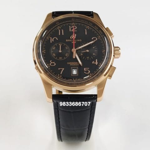 Breitling Premier B01 Chronograph Rose Gold Black Dial Super High Quality Watch (4)