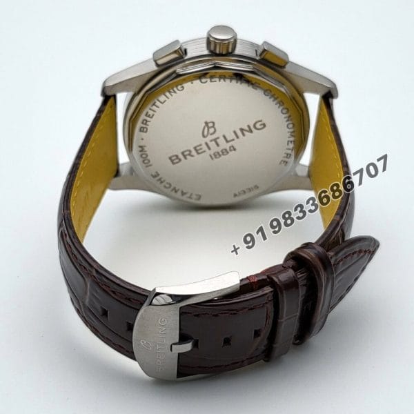 Breitling Premier B01 Chronograph Silver Off white Dial Leather Strap Super High Quality Watch