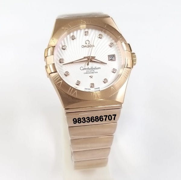 Omega Constellation Co Axial Chronometer Full Rose Gold White Dial Super High Quality Swiss Automatic Watch