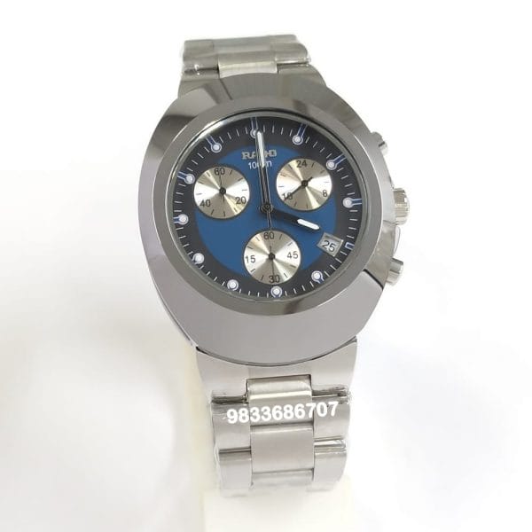 Rado Diastar New Original Chronograph Full Silver Blue Dial Super High Quality Watch (2)