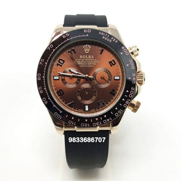 Rolex Oyster Perpetual Cosmograph Daytona Brown Dial Rubber Strap High Quality Swiss Automatic Watch (3)