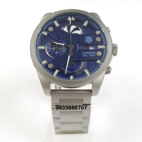 Tag Heuer Carrera CR7 CAL 1887 Stainless Steel Blue Dial Super High Quality Swiss Automatic Watch (1)