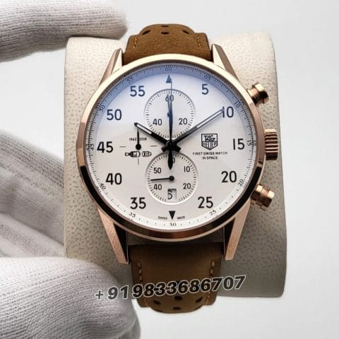 Tag Heuer Space 1962 Leather Strap High Quality Chronograph Watch (1)