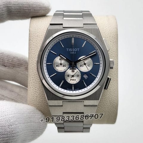Tissot 1853 T-Classic PRX Chronograph Blue Dial Stainless Steel Strap Super High Quality Watch (1)