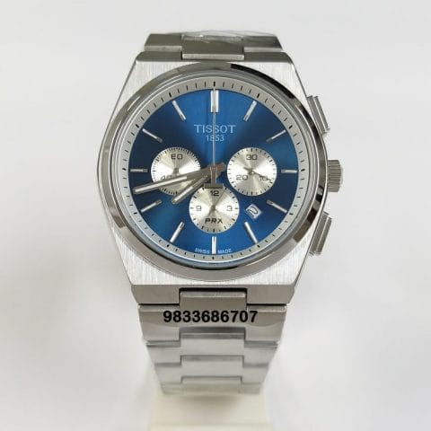 Tissot 1853 T-Classic PRX Chronograph Blue Dial Stainless Steel Strap Super High Quality Watch (3)