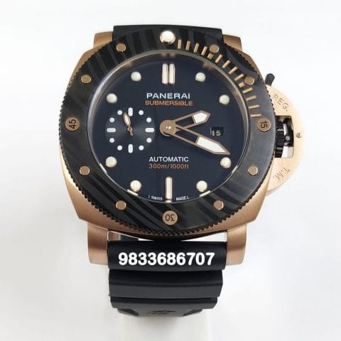 Luminor Panerai Submersible Rose Gold Black Dial Ceramic Bezel Super High Quality Swiss Automatic Watch (3)