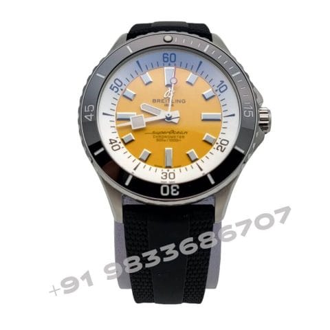Breitling Superocean 42 Yellow Dial Black Rubber Strap Super High Quality Swiss Automatic Watch