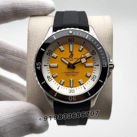 Breitling Superocean 42 Yellow Dial Black Rubber Strap Super High Quality Swiss Automatic Watch (1)