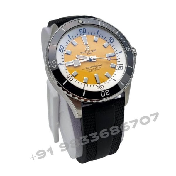 Breitling Superocean 42 Yellow Dial Black Rubber Strap Super High Quality Swiss Automatic Watch