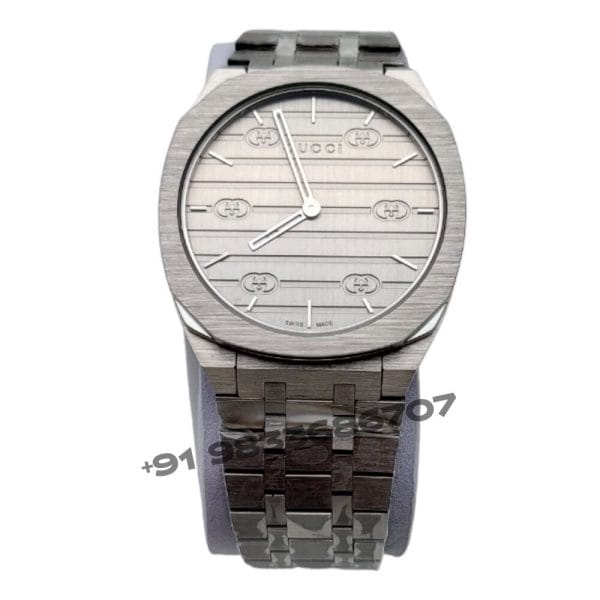 GUCCI 25H Stainless Steel Silver Dial Super High Quality Watch (1)