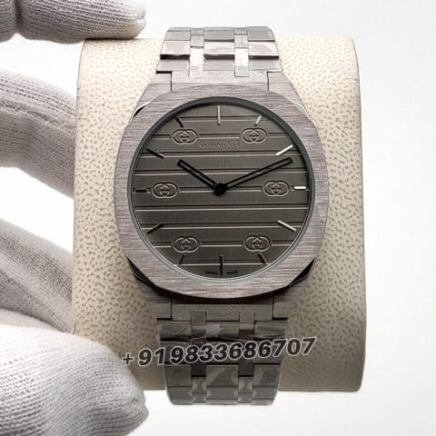 GUCCI 25H Stainless Steel Silver Dial Super High Quality Watch