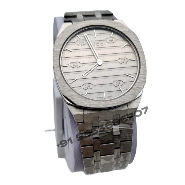 GUCCI 25H Stainless Steel Silver Dial Super High Quality Watch (1)