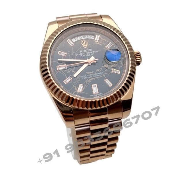 Rolex Day-Date Eisenkiesel Dial Rose Gold Super High Quality Swiss Automatic Watch