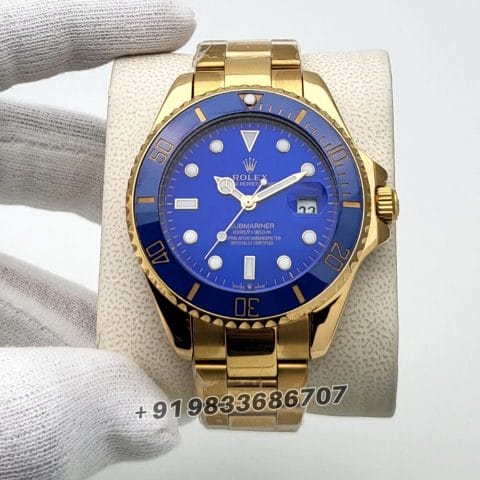Rolex Submariner Full Gold Blue Dial High Quality Swiss Automatic Watch