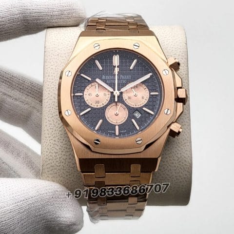 Audemars Piguet Royal Oak Chronograph Rose Gold Blue Dial 41mm Super High Quality Replica Watch (1)
