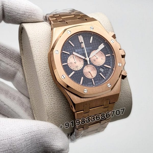 Audemars Piguet Royal Oak Chronograph Rose Gold Blue Dial 41mm Super High Quality Replica Watch (1)