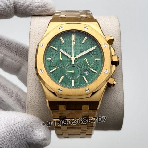 Audemars Piguet Royal Oak Chronograph Yellow Gold Green Dial 41mm Super High Quality First Copy Watch (1)