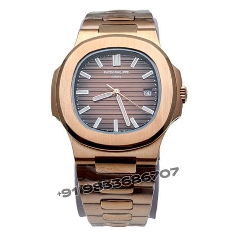 Patek Philippe Nautilus Rose Gold Brown Dial 40mm Super High Quality Swiss Automatic Replica Watch (1)