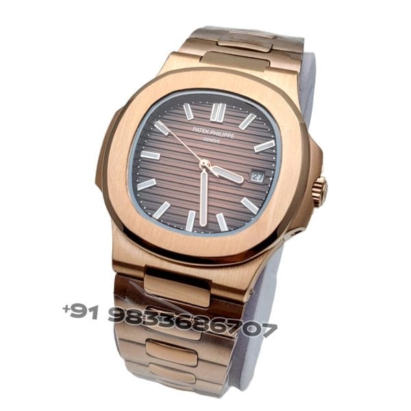 Patek Philippe Nautilus Rose Gold Brown Dial 40mm Super High Quality Swiss Automatic Replica Watch (2)