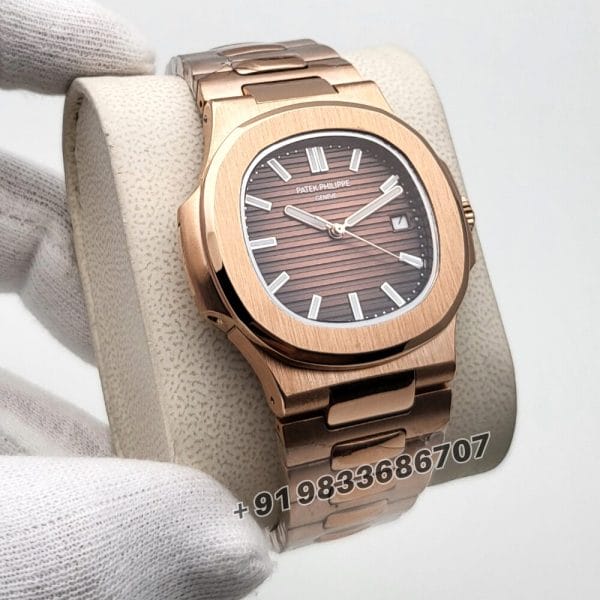 Patek Philippe Nautilus Rose Gold Brown Dial 40mm Super High Quality Swiss Automatic Replica Watch (1)
