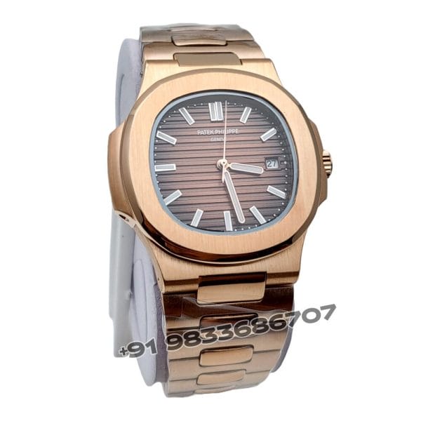 Patek Philippe Nautilus Rose Gold Brown Dial 40mm Super High Quality Swiss Automatic Replica Watch (3)