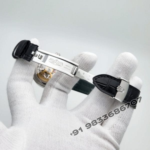 Rolex 1908 18kt White Gold Intense Black Dial Alligator Strap 39mm Exact 1:1 Top Quality Super Clone Swiss ETA 7140 Automatic Movement Watch