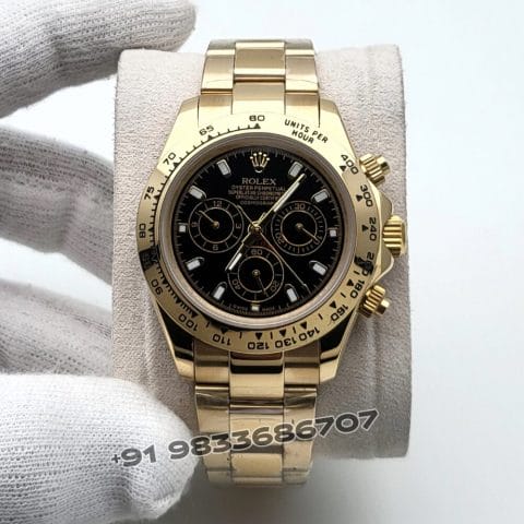 Rolex Cosmograph Daytona Yellow Gold Black Dial 40mm Super High Quality Swiss Automatic Replica Watch (3)