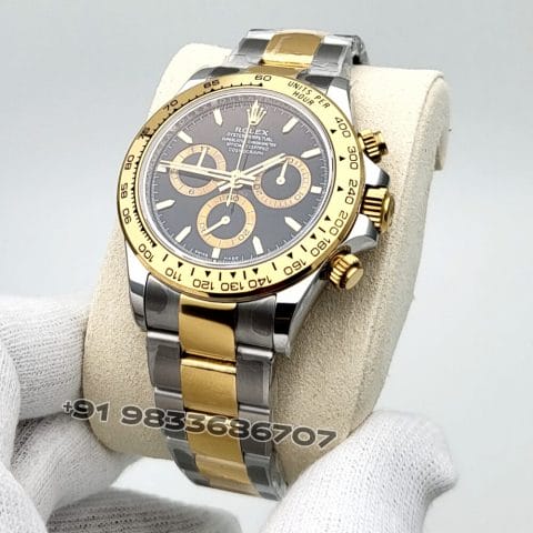 Rolex Cosmograph Daytona Yellow Rolesor Black Dial 40mm Exact 1:1 Top Quality Replica Super Clone Swiss ETA 4131 Automatic Movement Watch