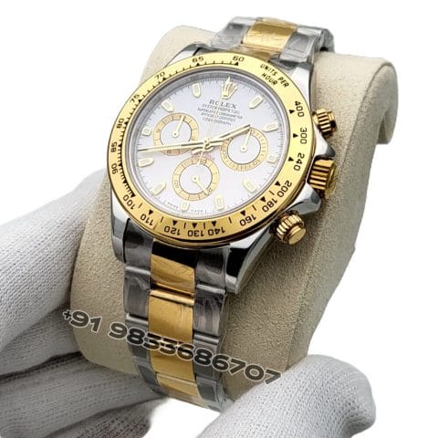Rolex Cosmograph Daytona Yellow Rolesor White Dial 40mm Exact 1:1 Top Quality Super Clone Replica Swiss ETA 4131 Automatic Movement Watch
