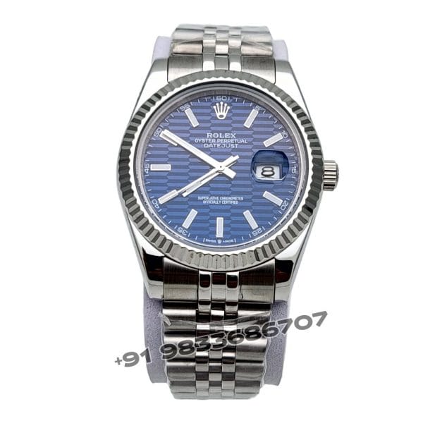 Rolex Datejust Stainless Steel & White Gold Bright Blue Dial Jubilee Bracelet 41mm Super High Quality Swiss Automatic Copy Watch (2)