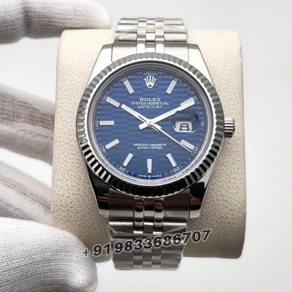 Rolex Datejust Stainless Steel & White Gold Bright Blue Dial Jubilee Bracelet 41mm Super High Quality Swiss Automatic Copy Watch (1)