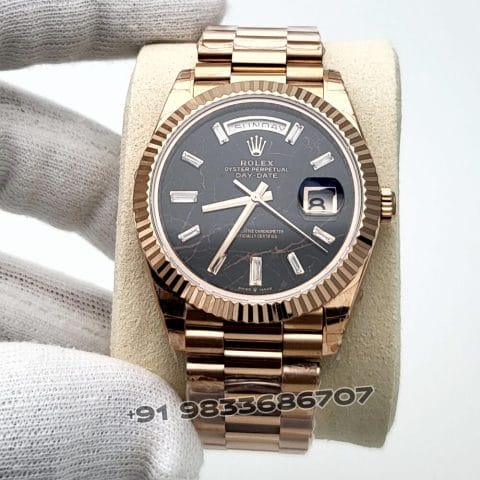 Rolex Day-Date Everose Gold Eisenkiesel with Diamonds Set Dial 40mm Exact 1:1 Top Quality Replica Super Clone Swiss ETA 3255 Automatic Movement Watch