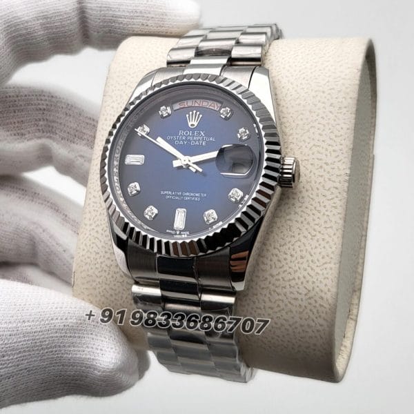 Rolex Day-Date White Gold Blue Ombre Diamonds Marking Dial 36mm Super High Quality Swiss Automatic Replica Watch (1)