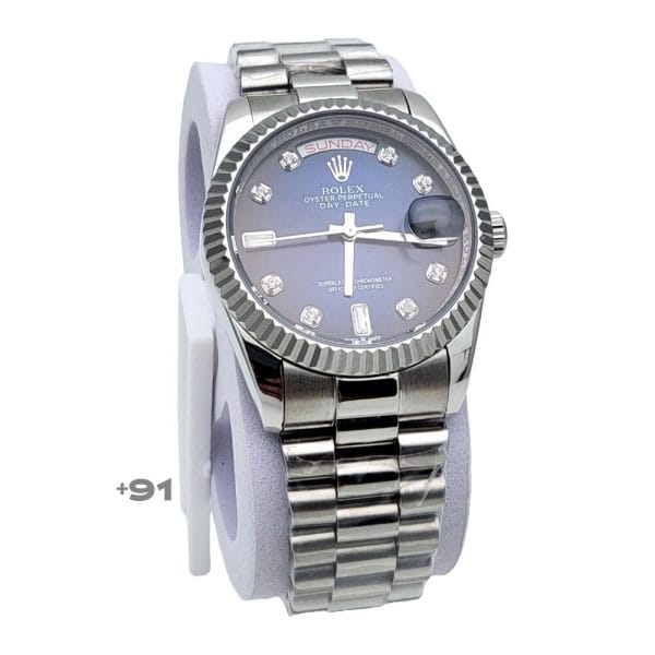 Rolex Day-Date White Gold Blue Ombre Diamonds Marking Dial 36mm Super High Quality Swiss Automatic Replica Watch (1)