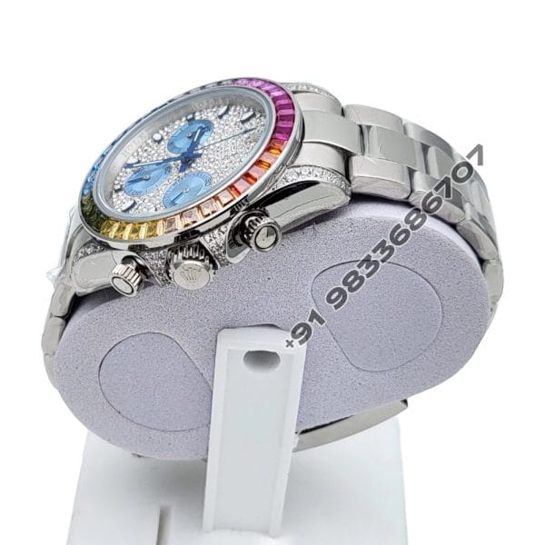 Rolex Daytona Rainbow Pave Diamonds Bezel 40mm Super High Quality Swiss Automatic First Copy Watch (6)