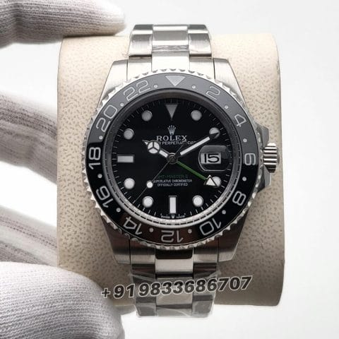 Rolex GMT Master II Stainless Steel Black Dial 40mm Super High Quality Swiss Automatic First Copy Replica Watch (1)