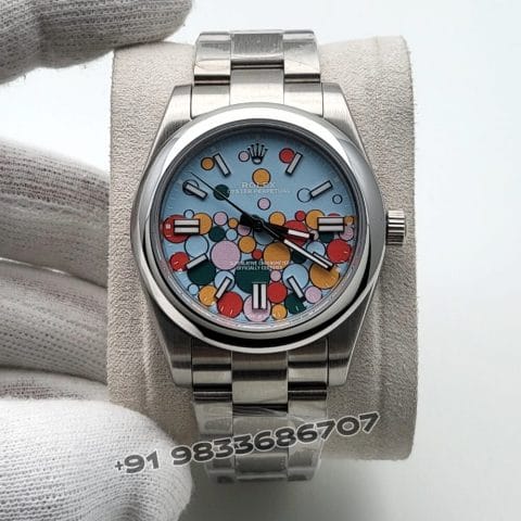 Rolex Oyster Perpetual Turquoise Blue Celebration Motif Dial 41mm Super High Quality Swiss Automatic Replica Watch (1)