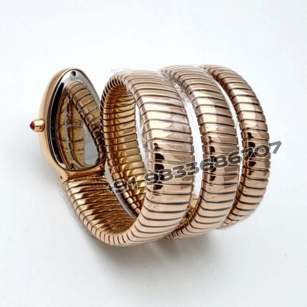 Bulgari Serpenti Rose Gold Double Spiral Black Dial Brilliant Cut Diamond Set Bezel Super High Quality Watch