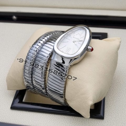 Bulgari Serpenti Stainless Steel Double Spiral White Dial Super High Quality Watch