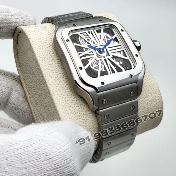 Cartier Santos Skeleton Stainless Steel Super High Quality Swiss Automatic Watch (7)