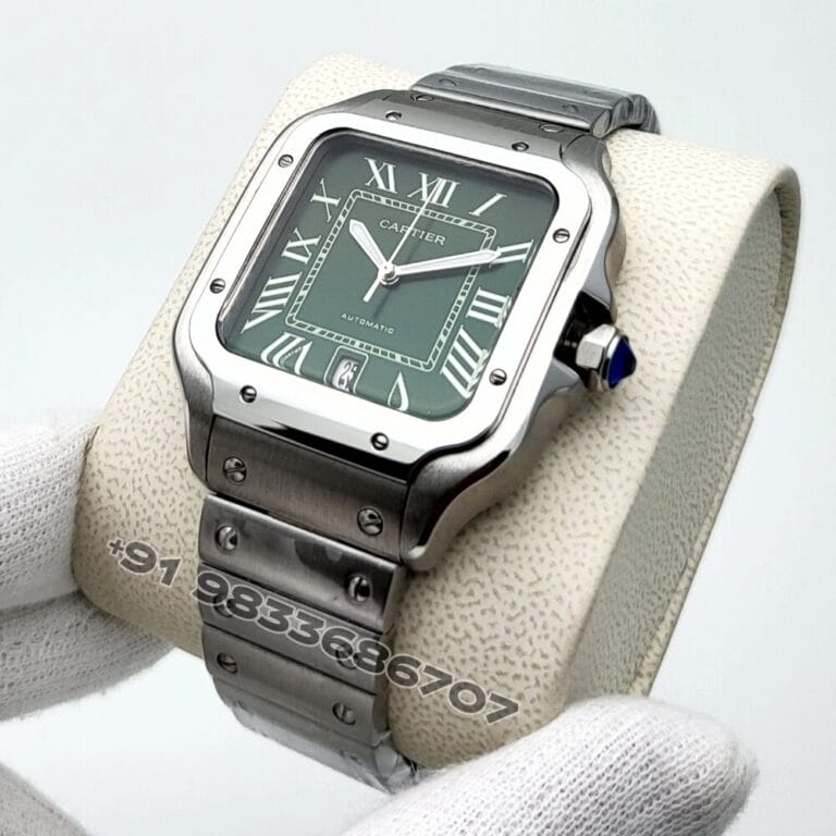 Cartier Santos Steel Green Dial Super High Quality Swiss Automatic Watch (2)