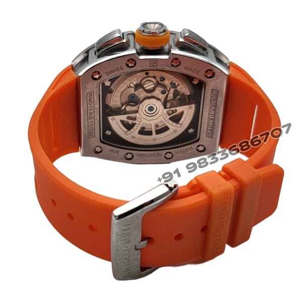 Richard Mille RM 011-FM Flyback Chronograph Orange Rubber Strap Super High Quality Swiss Automatic Watch