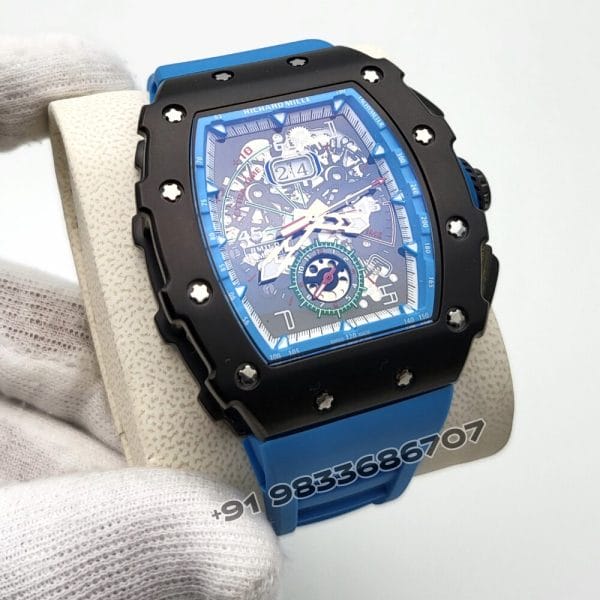 Richard Mille RM 11-01 Roberto Mancini Flyback Chronograph Blue Rubber Strap Super High Quality Swiss Automatic Watch