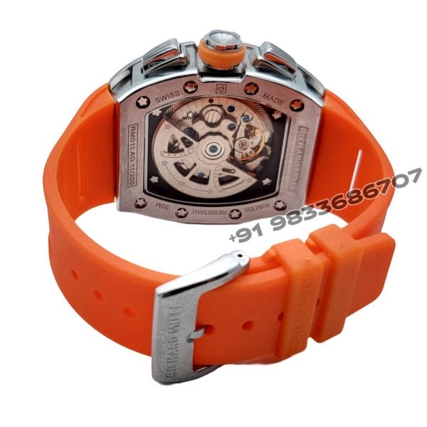 Richard Mille RM 11-01 Roberto Mancini Flyback Chronograph Orange Rubber Strap Super High Quality Swiss Automatic Watch
