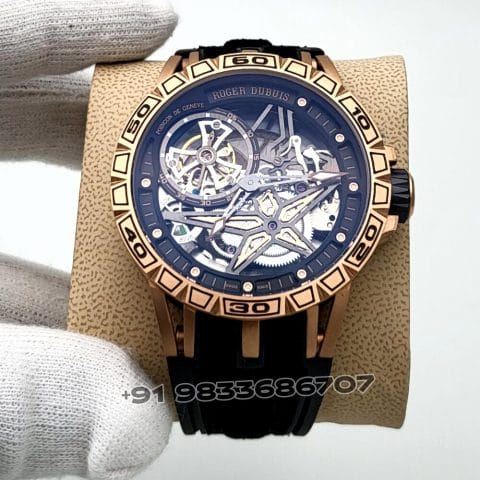 Roger Dubuis Excalibur Spider Rose Gold Skeleton Dial Super High Quality Swiss Automatic Watch