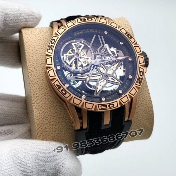 Roger Dubuis Excalibur Spider Rose Gold Skeleton Dial Super High Quality Swiss Automatic Watch